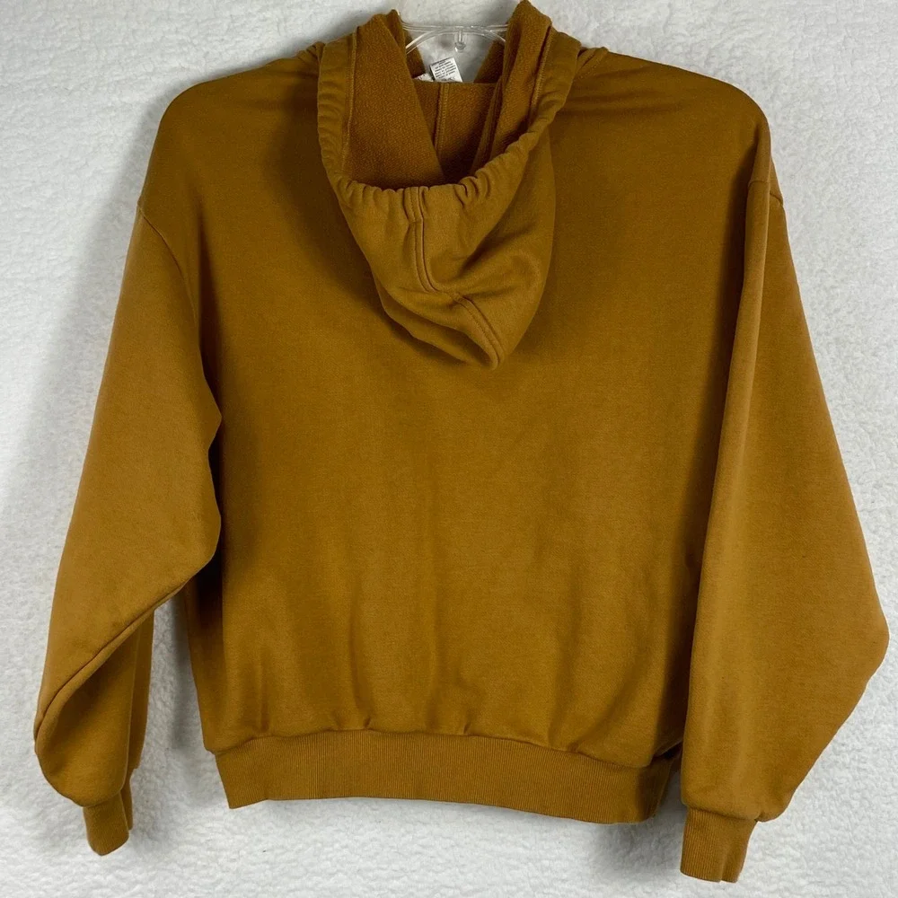 Alo Yoga Accolade Hoodie Mustard Yellow Ochre Chrome Logo Sweatshirt XS
